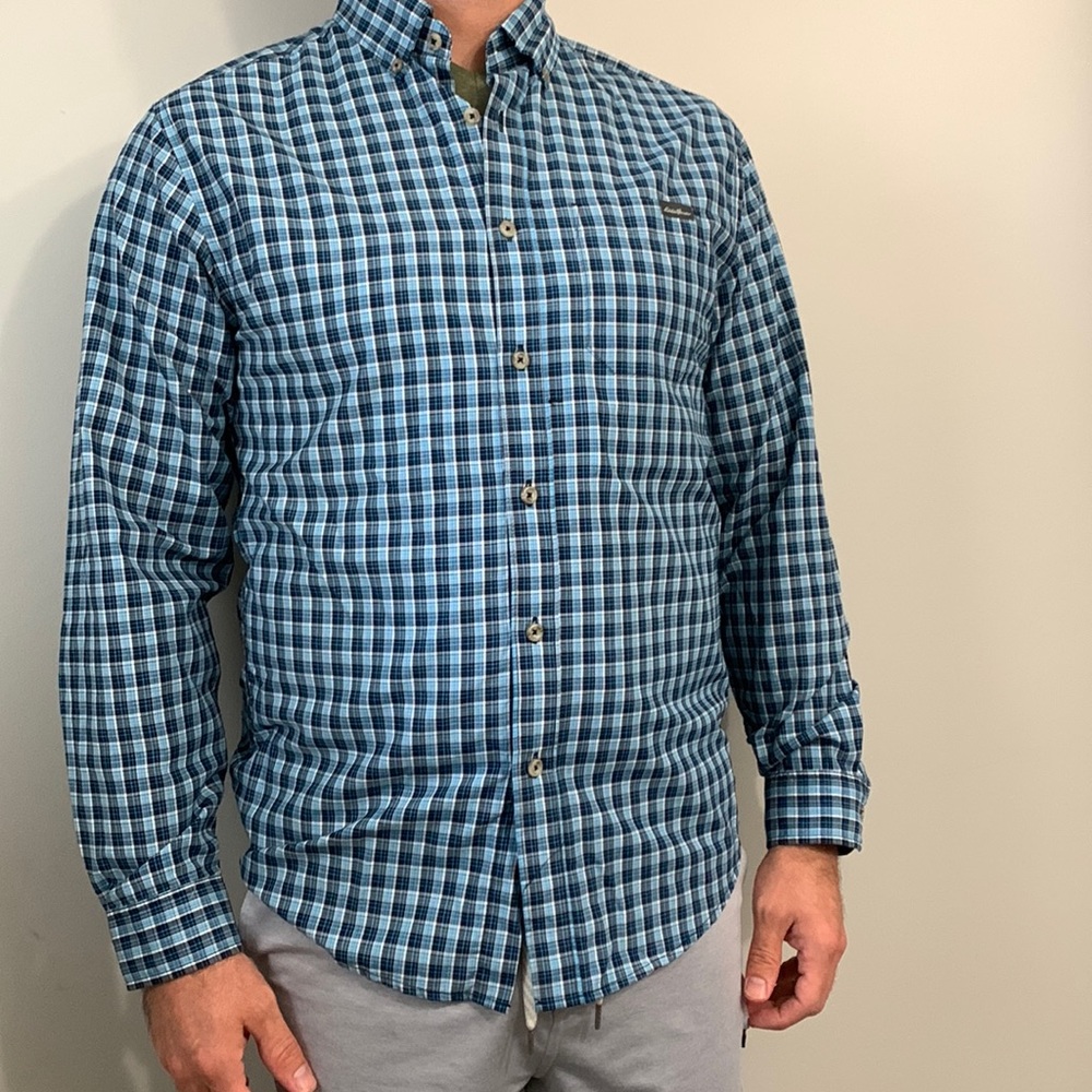 Eddie Bauer blue plaid button down